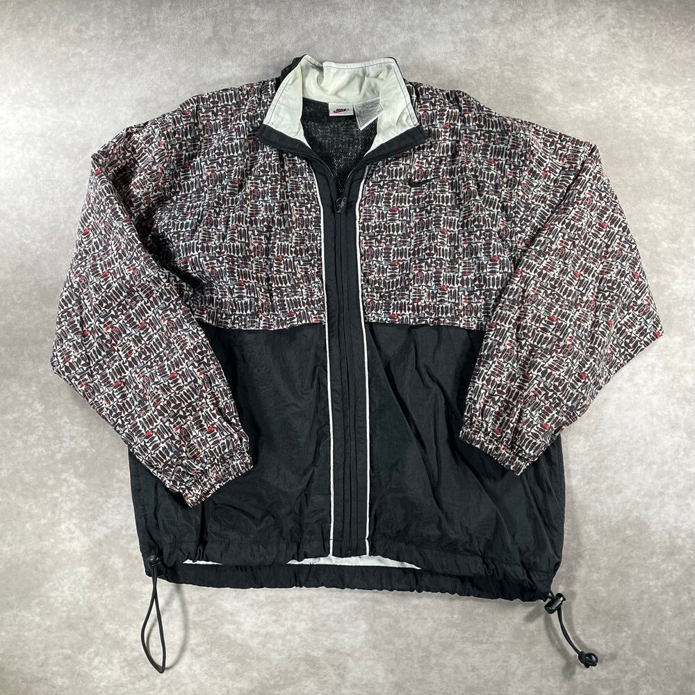 Vintage 90’s Women’s Nike Embroidered Pattern Full Zip Windbreaker Jacket